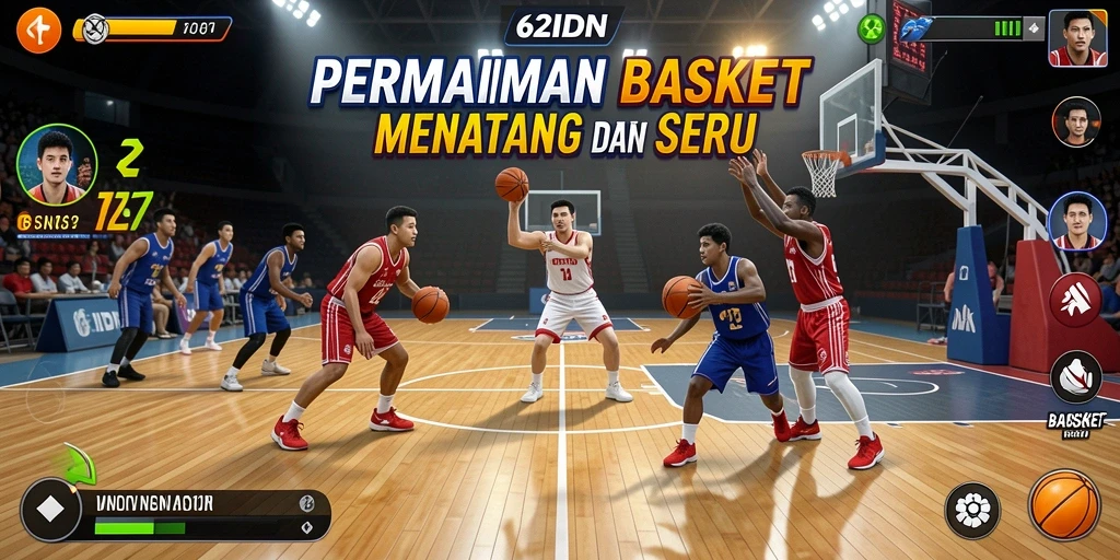 Antarmuka permainan Basket yang menarik dan interaktif.