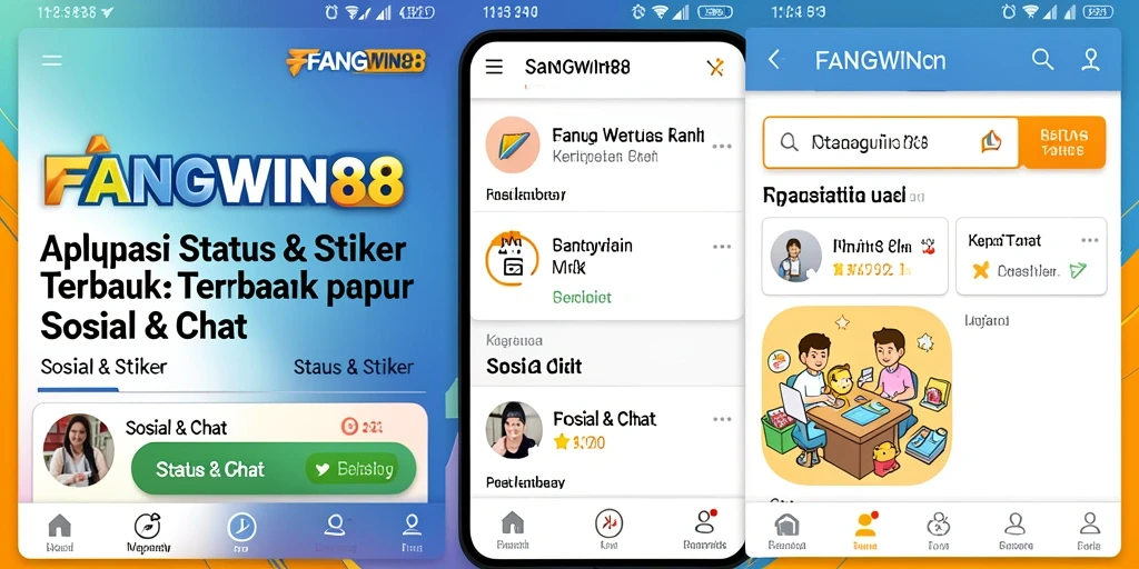Antarmuka menarik FANGWIN88 dengan stiker beragam.