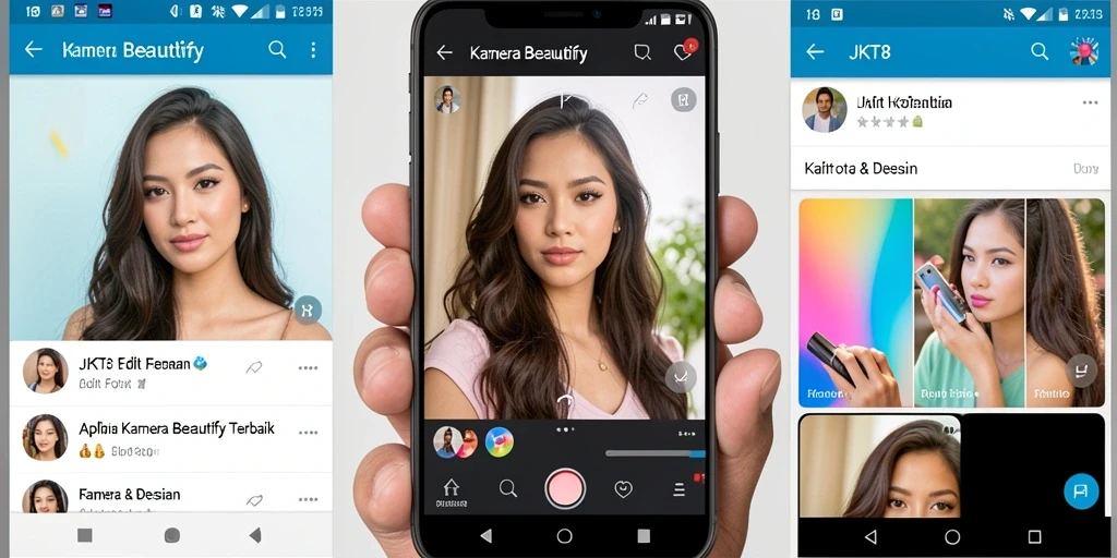 Tampilan antarmuka utama JKT8 dengan fitur Kamera Beautify.