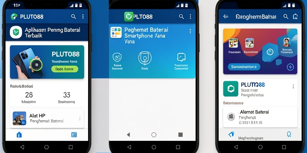 Screenshot utama PLUTO88 menampilkan antarmuka penghemat baterai yang intuitif.