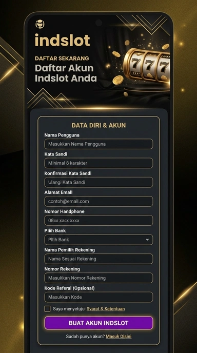 Tampilan halaman daftar indslot