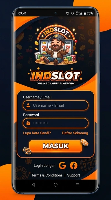 Tampilan halaman login indslot